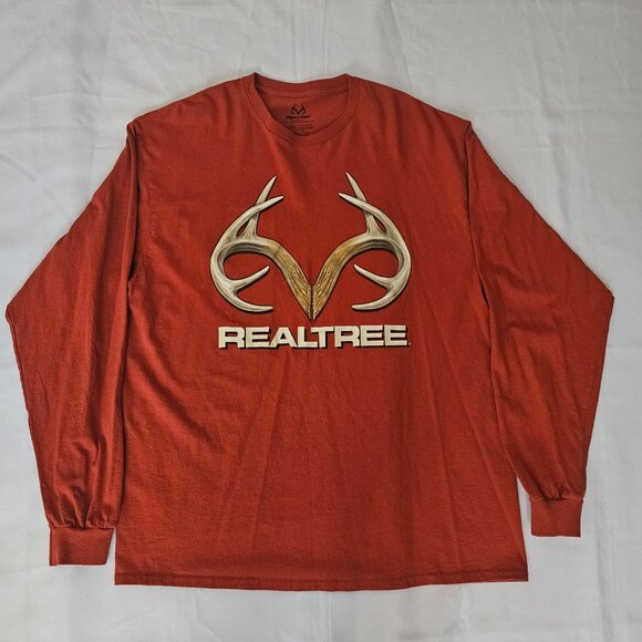 Realtree Men's Red Orange Antler Graphic Print Long Sleeve Shirt Size XL (46-48) - Picture 4 of 10